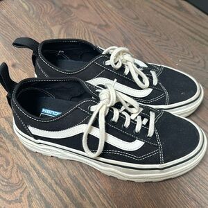 Vans Old Skool Sentry Canvas Black White Platform Sneakers